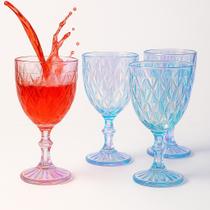 Jogo 12 Taças Furtacor 300ml e 50ml Copos Vidro Transparente Cozinha Holográfico Cores Vinhos