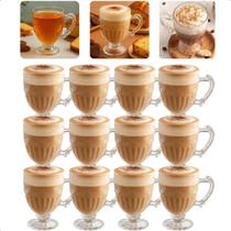 Jogo 12 Taças Xícaras Caencas De Cristal Para Cappucino Chocolate 190ml Lyor