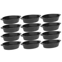 Jogo 12 Travessas para Servir Preta Saladeira Plástico 550ml Oval Coza Uno Petiscos Porções Jogo 12 Travessas para Servir Preta Saladeira Plástico 550ml Oval Coza Uno Petiscos Porções