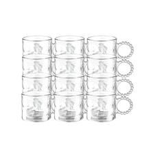 Jogo 12 Xícara Caneca 300ml Vidro Chá Café Leite Cappuccino Transparente Alça de Bolinhas Copo Chocolate Quente Presente Mae Jogo 12 Xícara Caneca 300ml Vidro Chá Café Leite Cappuccino Transparente Alça de Bolinhas Copo Chocolate Quente Presente Mae
