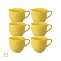 Jogo 12 Xícara Chá Café 170ml Amarelo em Porcelana