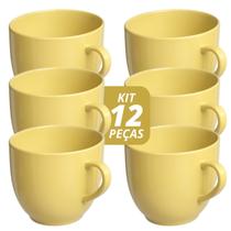 Jogo 12 Xícara Chá Café 170ml Amarelo em Porcelana - Mundo da Porcelana Jogo 12 Xícara Chá Café 170ml Amarelo em Porcelana - Mundo da Porcelana