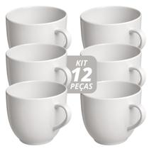 Jogo 12 Xícara Chá Café 170ml Branco em Porcelana - Mundo da Porcelana