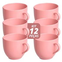 Jogo 12 Xícara Chá Café 170ml Rosa em Porcelana - Mundo da Porcelana Jogo 12 Xícara Chá Café 170ml Rosa em Porcelana - Mundo da Porcelana