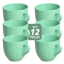 Jogo 12 Xícara Chá Café 170ml Verde em Porcelana - Mundo da Porcelana