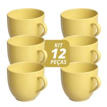 Jogo 12 Xícara Chá Café 95ml Amarelo em Porcelana - Mundo da Porcelana Jogo 12 Xícara Chá Café 95ml Amarelo em Porcelana - Mundo da Porcelana
