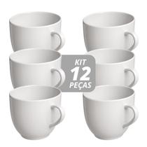 Jogo 12 Xícara Chá Café 95ml Branco em Porcelana - Mundo da Porcelana