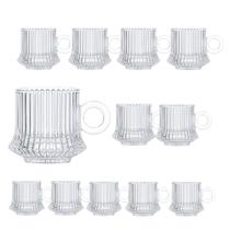 Jogo 12 Xícara de Café Caneca Vidro Robusta Lines 85ml Em Casa Tem Jogo 12 Xícara de Café Caneca Vidro Robusta Lines 85ml Em Casa Tem