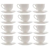 Jogo 12 Xícara de Café com Pires em Porcelana New Bone Butterfly Borboleta e Flores 100ml Lyor