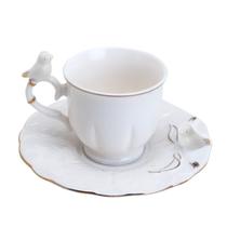 Jogo 12 Xícara de Café Porcelana Birds Branca Fio Dourado Pássaro com Pires 100ml Wolff Jogo 12 Xícara de Café Porcelana Birds Branca Fio Dourado Pássaro com Pires 100ml Wolff