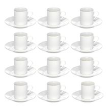 Jogo 12 Xícara de Café Porcelana Borda Dourada com Pires Royal Premium 90ml Haüskraft Jogo 12 Xícara de Café Porcelana Borda Dourada com Pires Royal Premium 90ml Haüskraft