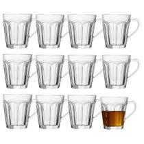 Jogo 12 Xícara de Chá Café Belle Epoque Vidro Resistente Transparente 180ml Lyor