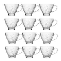 Jogo 12 Xícara de Chá de Vidro Flores Clear Lily 220ml Em Casa Tem