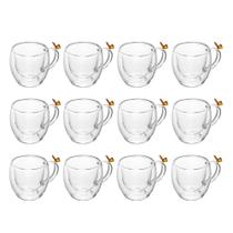 Jogo 12 Xícara de Chá Sun Garden Borboleta 180ml Vidro Borossilicato Wolff