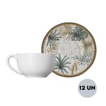 Jogo 12 Xícaras Chá Branca c Pires Eudora Plus Alleanza 1ªL