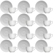 Jogo 12 Xícaras com Pires 75ml Café Porcelana Branca Relevo Chevron Germer Jogo 12 Xícaras com Pires 75ml Café Porcelana Branca Relevo Chevron Germer