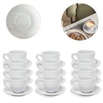 Jogo 12 Xícaras com Pires Café Porcelana Hotel 90ml Luxo