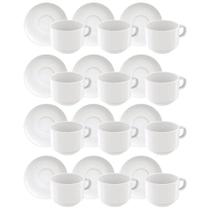 Jogo 12 Xicaras com Píres Porcelana 240ml Paola Tramontina Cozinha Servir Chá Café