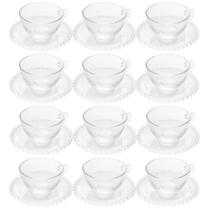 Jogo 12 Xícaras Cristal com Pires 180ml Café Chá Wolff Pearl Jogo 12 Xícaras Cristal com Pires 180ml Café Chá Wolff Pearl