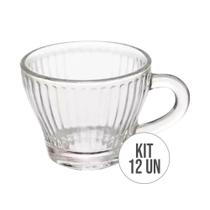 Jogo 12 Xícaras de Café Morocco Lines Vidro Transparente 90ml Em Casa Tem