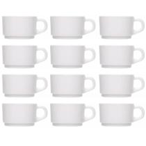 Jogo 12 Xícaras de Chá Café 200ml Vidro Opalino Branco Wolff Essenza Hotel Restaurante Cafeteria Jogo 12 Xícaras de Chá Café 200ml Vidro Opalino Branco Wolff Essenza Hotel Restaurante Cafeteria