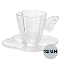 Jogo 12 Xícaras de Chá Vidro com Pires Butterfly 180ml Wolff Jogo 12 Xícaras de Chá Vidro com Pires Butterfly 180ml Wolff