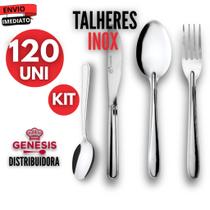 Jogo 120 Talheres Peças Aço INOX 30 Garfos 30 Facas 30 Colher 30 Colher Sobremesa para Cozinha Casa