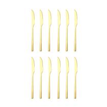 Jogo 12un Faca de mesa Inox Dourado Luxe Gold Slim