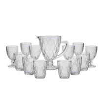 Jogo 13 Peças Para Servir Água / Vinho Vidro Bico de Jaca.