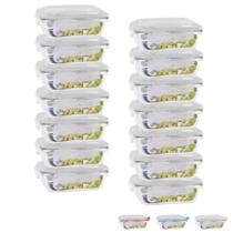 Jogo 14 Pote Vidro Retangular 370ml Hermética Vidro Papinha