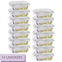 Jogo 14 Potes de Vidro Hermético Marmita Dieta Fit com 370 ml