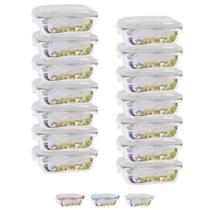 Jogo 14 Potes de Vidro Mantimentos Marmita Fit Tampa 370ml