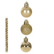 Jogo 15 Bolas De Natal Tubo Misto Dourado 3cm