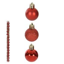 Jogo 15 Bolas De Natal Tubo Misto Vermelho 3cm
