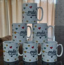 Jogo 15 canecas 300ml Frases Mãe - Kit Porcelana - Decoração Caneca Completa Corações