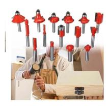 Jogo 15 Fresas 8mm Para Tupia + Estojo Madeira