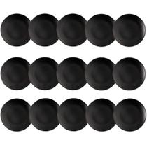 Jogo 15 Pratos para Sobremesa Redondos 18cm Preto Coza Doces Frutas Petiscos Jogo 15 Pratos para Sobremesa Redondos 18cm Preto Coza Doces Frutas Petiscos