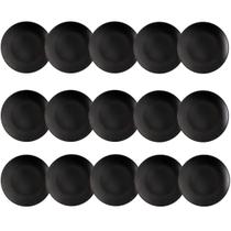 Jogo 15 Pratos para Sobremesa Redondos 18cm Preto Coza Doces