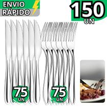Jogo 150 Peças Garfo e Faca Inox Talheres Resistentes para Refeições Eventos e Cozinha