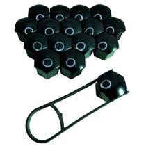Jogo 16 capas de parafuso de roda 17mm para VW GM cromada ou preta Jogo 16 capas de parafuso de roda 17mm para VW GM cromada ou preta