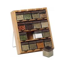 Jogo 16 Porta Condimento/Tempero Com Suporte Em Bambu Jogo 16 Porta Condimento/Tempero Com Suporte Em Bambu