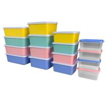 Jogo 16 Potes Vasilhas Marmita Academia Microndas Feijão Mistura Congelador Freezer Lanche Almoço