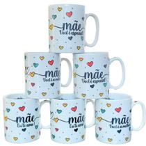 Jogo 18 canecas 300ml Frases Mãe - Kit Porcelana - Decoração Caneca Completa Corações