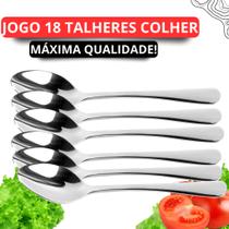 Jogo 18 Colheres de Mesa Talheres Aço INOX Alta Qualidade Para Alimentos e Sopas Jogo 18 Colheres de Mesa Talheres Aço INOX Alta Qualidade Para Alimentos e Sopas
