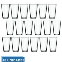 Jogo 18 Copo Cairo 350ml Vidro Suco Agua Transparente Nadir