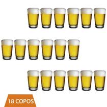 Jogo 18 Copo Vidro Transparente 350ml Caldereta Cerveja