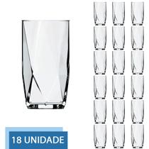 Jogo 18 Copos De Vidro Transparente 360ML Topazio Long Drink