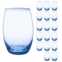 Jogo 18 Copos Grandes Bellagio Redondo 450ml Azul