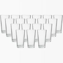 Jogo 18 Copos Vidro 260ml Transparente Venice Base Quadrada Agua