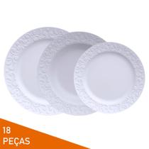 Jogo 18 Peças Pratos Rasos Fundos Sobremesa Porcelana Tassel 6 Pessoas
